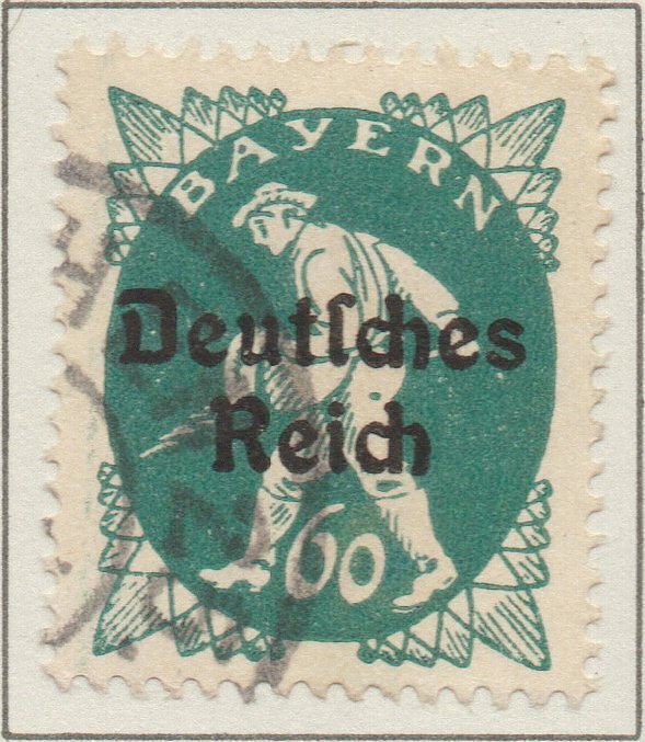 Germany Bavaria Bayern 60pf overprinted Deutsches Reich stamp SG124 1920