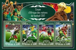 Guinea - 2017 Africa Cup Soccer - 4 Stamp Sheet - GU17309a