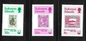 Solomon islands 1979 Sir Rowland Hill Stamp Sc 393-395 MNH A3029