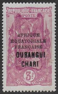 Ubangi-Shari 1924-33 Coconut Grove 3F Red Violet #72 VF-H CV $5.75