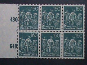 ​GERMANY 1921 SC#149 OVER 100 YEARS OLD STAMPS- FARMERS- PLATE BLOCKS OF 6-MNH