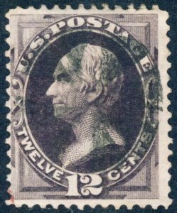 US #162 1874 Fine 12c Clay w/ Light Wedges Fancy CANCEL! cv$135.00  *Bay Stamps*