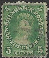 New Brunswiick 8     1860  5c used (thinning top left)