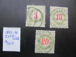 SWITZERLAND 1894 USED SC J21d-28d POSTAGE DUE TYPE I NORMAL FRAME VF $565 (185)
