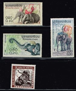 Laos 1958, Sc.#41-43 MNH Elephants