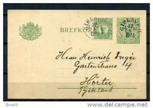 Sweden 1913 Upgrated  Postal Stationary Card with stamp 5 ore  from Gisland