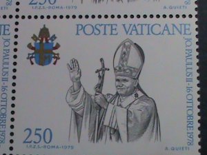 ​VATICAN CITY-1979 SC#645-7- INAUGURATION OF POPE JOHN PAUL II -MNH BLOCK- VF