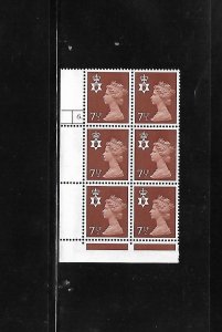 Great Britain Stamps: Northern Ireland: #NIMH9; 7½p Machin LL # Blk/6 (6.) MNH