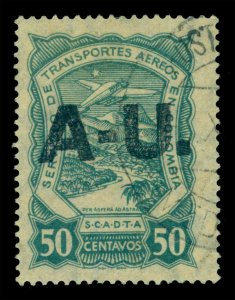 COLOMBIA 1923 AIRMAIL - SCADTA -ARGENTINA/URU A-U handstamp 50c Sc CLAU17 used