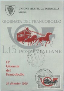 81196 - ITALY - Postal History - MAXIMUM CARD - STAMP DAY horse carriage 1960-