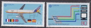 Germany # 1552-1553, Europa '88, Airbus, Electronics, NH, 1/2 Cat.