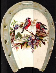 1880's Victorian Die Cut Horseshoe Trade Card Wm. Knabe Co. Manufacturer...