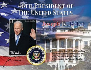Tuvalu 2021 - Joe Biden 46th President of America, USA - Souvenir Sheet - MNH