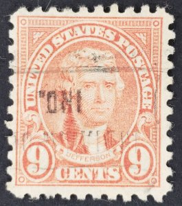 United States, Scott #590, F used, hinge thin