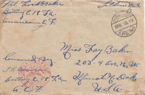 United States A.E.F. World War I Soldier's Free Mail 1919 Third Army, A.P.O. ...