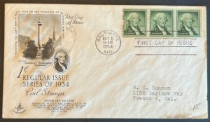 GEORGE WASHINGTON #1031 OCT 8 1954 BALTIMORE MD FIRST DAY COVER (FDC) BX6