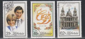 Liberia # 897-899, 900 Royal Wedding, Used, CTO, 1/3 Cat.