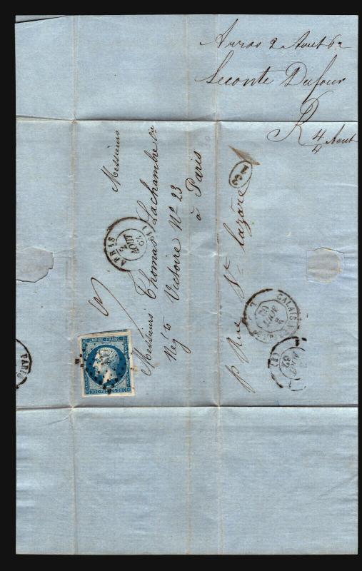 France 1862 Letter Cover Abras to Paris - Z15688