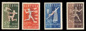 Lithuania #B47-50 Cat$25, 1938 Boy Scout Jamboree, set of four, lightly hinged