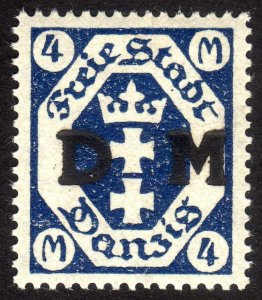 1922, Danzig, 4Mk, MNH, Well centered, Sc O30, Mi D29Y