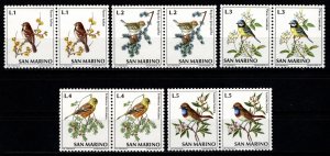 San Marino 1972 Birds, Part Set pairs to 5l [Mint]