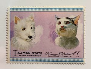 Ajman 1972 MI 1767A  MNH - 1r, Dog & cat