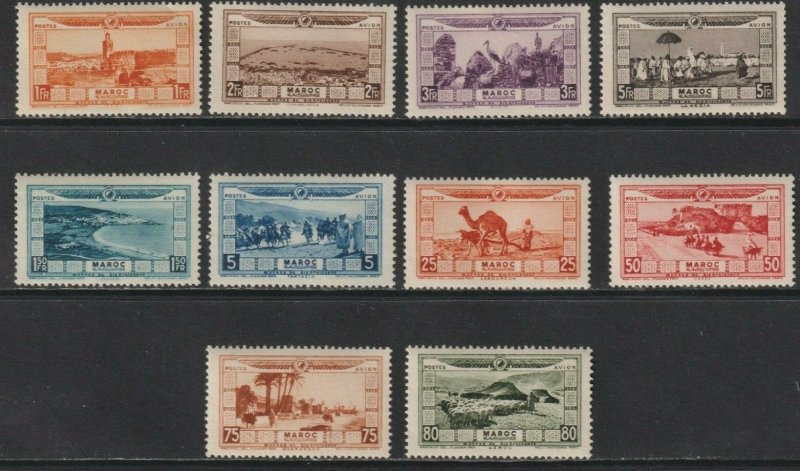 Sc# CB1 / CB10 1928 French Morocco air post semi postal full set MNH CV $87.50