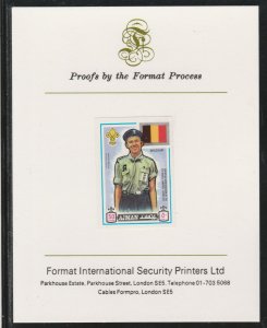 AJMAN 1971 WORLD SCOUTS - BELGIUM  imperf on FORMAT INT PROOF CARD