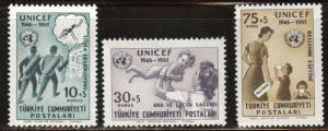 TURKEY Scott B85-87 MH* 1961 UNICEF semipostal stamp set
