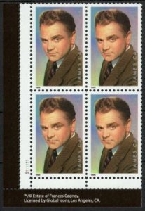 1999 James Cagney Plate Block Of 4 33c Postage Stamps, Sc# 3329, MNH, OG