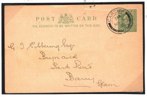 GB WALES KEVII Stationery Card *TV/R* PERFIN Taff Vale Railway 1905 PB192