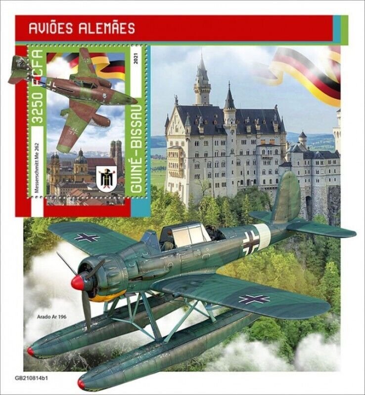Guinea-Bissau - 2021 German Planes on Stamps - Stamp Souvenir Sheet - GB210814b1