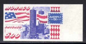 Monaco 1986 Sc#1545 AMERIPEX '86 CHICAGO US FLAG SKYLINE IMPERFORATED MNH