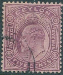 Ceylon 1903 SG268 5c dull purple KEVII crown CA wmk FU (amd)