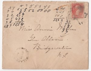 NOVA SCOTIA SPLIT RING TOWN CANCEL ON COVER FRENCH VILLAGE MY 23, 96