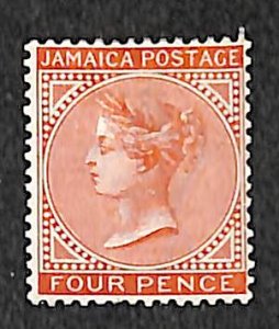 Jamaica 1883, 4p. Brownred, WM CA-crown, Stamp out of set, Unused (hinged)