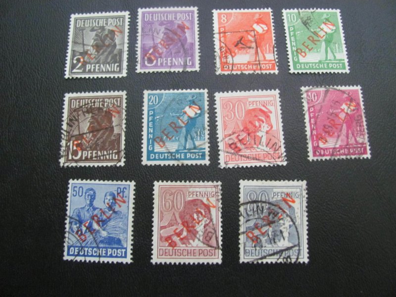 GERMANY BERLIN 1949 USED RED OVERPRINT   LOT APPROX.  50 EUROS VF/XF (117)