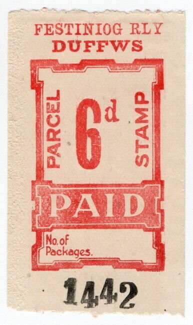 (I.B) Festiniog Railway : Parcel Stamp 6d (Duffws)