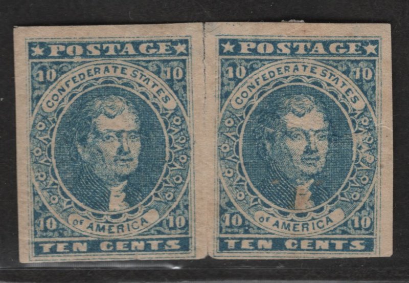 $CSA Sc#2b 4 margin OG crease+tear inbetween stamps, sm. thins