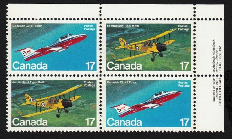 AIRCRAFT, PLANE = Canada 1981 #904a MNH UR PB of 4