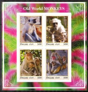 Delhi MNH S/S Old World Monkeys #1 2017