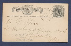 USA - UX5 - mailed Weyauwega to Milwaukee Wisconsin - c 1877 - fancy cancel