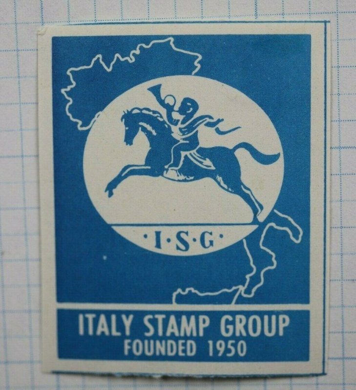 ISG Italy Stamp Group Club Founded 1950 Philatelic Souvenir Ad Label MH