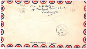 BN170 1946 Barbados 4d Rate Commercial Airmail Cover St.Lucia BANKING