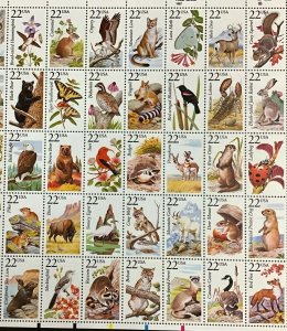  2286-2335 North American Wildlife 22 cent stamp Sheet of 50  Issued in 1987 