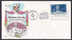 1959 Abraham Lincoln Sesquicentennial 4c Sc 1116 FDC with Fluegel cachet (XA