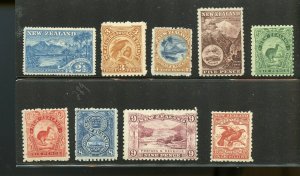 NEW ZEALAND 1899/1900 DEFINITIVES UNWATERMARKED 2 1/2d TO $5  MINT HINGED