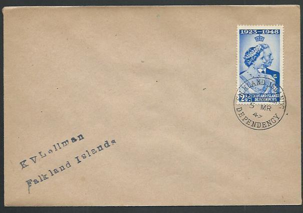 FALKLAND DEPS 1949 cover SOUTH SHETLANDS cds...............................61433