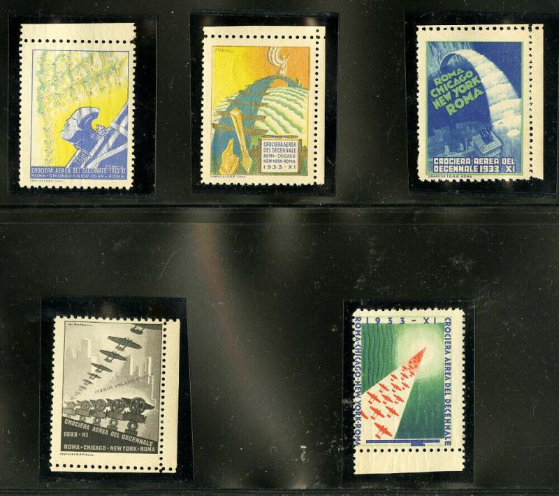 Italy 1933 Balbo Flight Officially Authorized Poster Stamps Rare