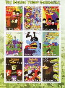 Eritrea 2003 MNH The Beatles Yellow Submarine 9v IMPF M/S I Music Stamps